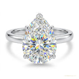 4.10 ct DEW Radiant Cut Off White Moissanite Ring in Certified Shine 18K Gold Plated Vermeil – white background main image