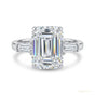 4.20 ct DEW White Emerald Cut Treated Moissanite Solitaire Ring in 18K Gold Plated Verm 18K Gold Plated