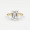 4.24 ct DEW Certified Emerald Cut White Moissanite Ring – Gift for Her 18K Gold Plated 18K Gold Plated – white background main image