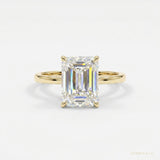 4.24 ct DEW Certified Emerald Cut White Moissanite Ring – Gift for Her 18K Gold Plated 18K Gold Plated – white background main image