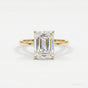 4.24 ct DEW Certified Emerald Cut White Moissanite Ring – Gift for Her 18K Gold Plated 18K Gold Plated