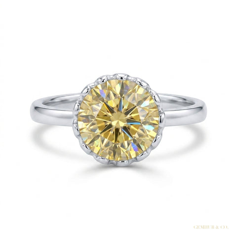 4.25 ct DEW Round Champagne Moissanite Ring in Certified Sparkle 18K Gold Plated Vermei 18K Gold Plated – white background main image