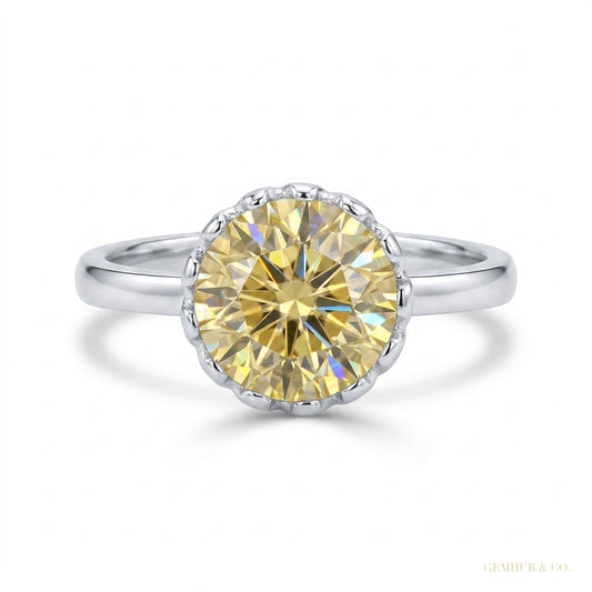 4.25 ct DEW Round Champagne Moissanite Ring in Certified Sparkle 18K Gold Plated Vermei 18K Gold Plated – white background main image