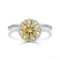 4.25 ct DEW Round Champagne Moissanite Ring in Certified Sparkle 18K Gold Plated Vermei 18K Gold Plated