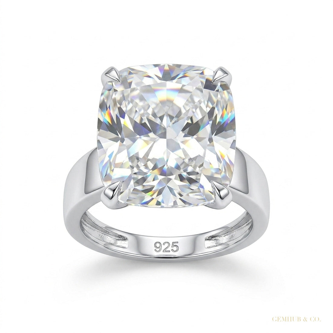 4.35 ct DEW Certified White Moissanite Ring in – Anniversary Gift for Wife 18K Gold Pla 18K Gold Plated – white background main image