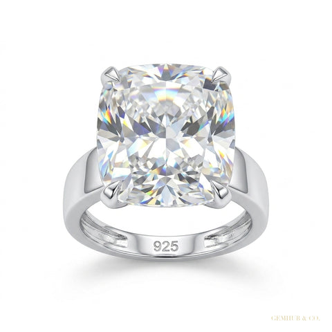 4.35 ct DEW Certified White Moissanite Ring in – Anniversary Gift for Wife 18K Gold Pla 18K Gold Plated – white background main image