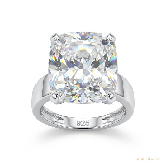 4.35 ct DEW Certified White Moissanite Ring in – Anniversary Gift for Wife 18K Gold Pla 18K Gold Plated – white background main image