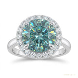 4.40 ct DEW Blue Moissanite Ring July Birthday Gift for Her Sparkling Look 18K Gold Pla 18K Gold Plated – white background main image