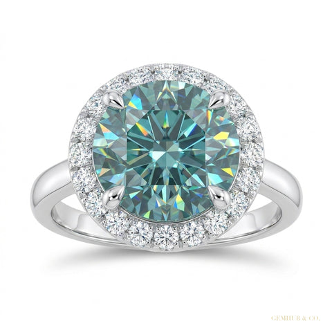4.40 ct DEW Blue Moissanite Ring July Birthday Gift for Her Sparkling Look 18K Gold Pla 18K Gold Plated – white background main image