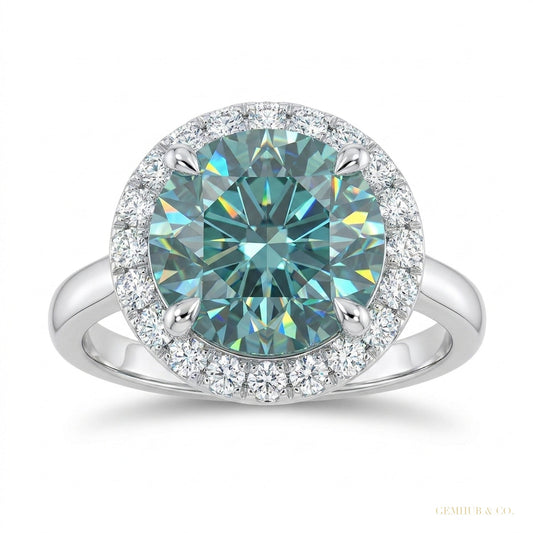 4.40 ct DEW Blue Moissanite Ring July Birthday Gift for Her Sparkling Look 18K Gold Pla 18K Gold Plated – white background main image