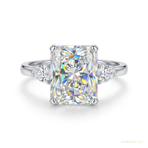 4.50 ct DEW Certified Radiant Cut White Solitaire Moissanite Ring 18K Gold Plated Verme 18K Gold Plated – white background main image