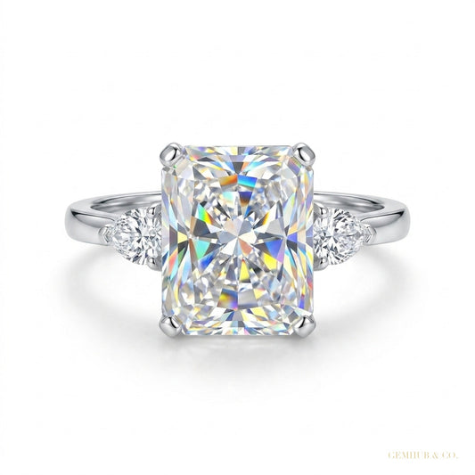 4.50 ct DEW Certified Radiant Cut White Solitaire Moissanite Ring 18K Gold Plated Verme 18K Gold Plated – white background main image
