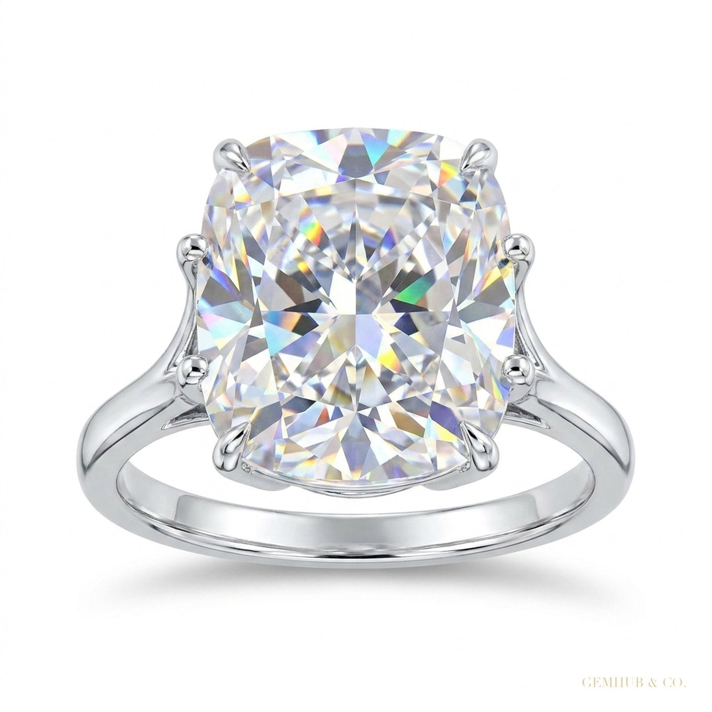 4.50 ct DEW Radiant Cut White Treated Moissanite Solitaire Ring in WOW 18K Gold Plated 18K Gold Plated – white background main image