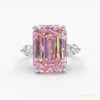 4.70 ct DEW Pink Moissanite Emerald Cut Ring – Wedding Gift for Her 18K Gold Plated Ver 18K Gold Plated – white background main image