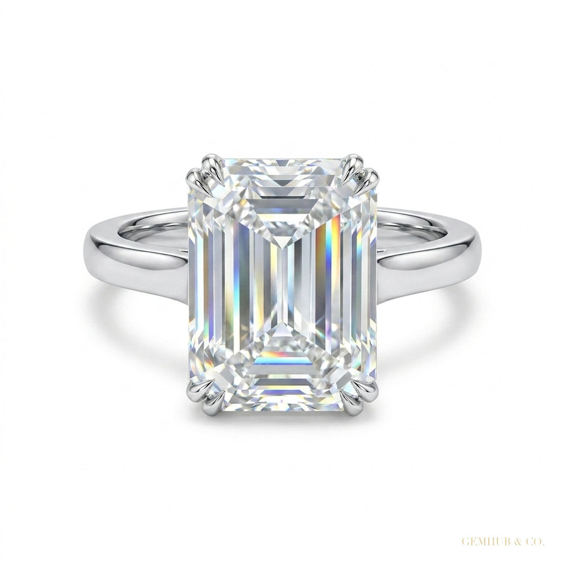 4.95 ct DEW Certified White Moissanite Solitaire Ring – Gift for Wife in 18K Gold Plated – white background main image