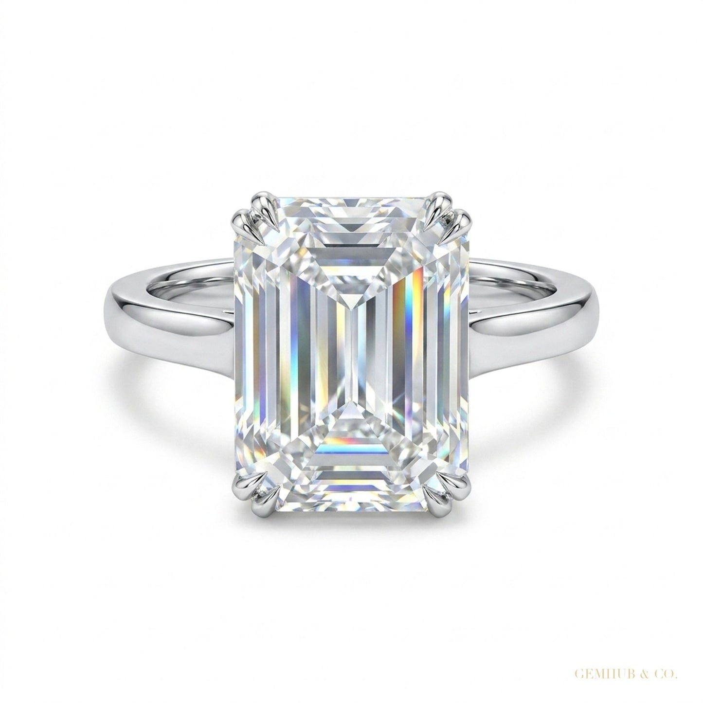 4.95 ct DEW Certified White Moissanite Solitaire Ring – Gift for Wife in 18K Gold Plate 18K Gold Plated – white background main image