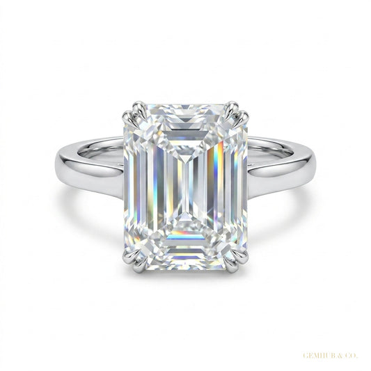 4.95 ct DEW Certified White Moissanite Solitaire Ring – Gift for Wife in 18K Gold Plate 18K Gold Plated – white background main image