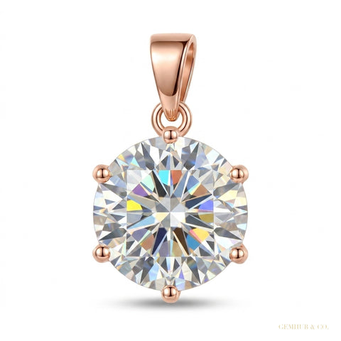 4 ct DEW Certified Round White Moissanite Solitaire Pendant Gold Vermeil Pendant – white background main image