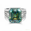 40.00 ct DEW Blue Moissanite Men’s Ring Huge Gift for 4th of July Event 18K Gold Plated – white background main image