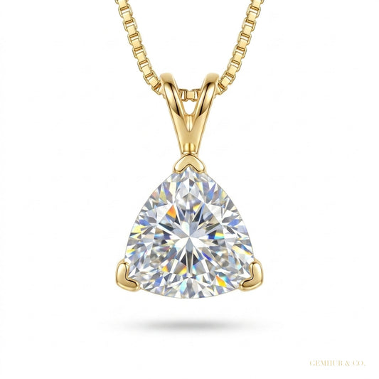 4.10 ct DEW White Moissanite Solitaire Pendant in Gold Vermeil Certified Gift – white background main image
