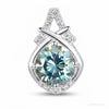 4.20 ct DEW Blue Round Moissanite Pendant In Vermeil 925 Silver Certified Jewellery – white background main image