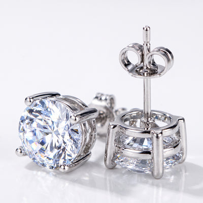 4.20ct DEW White Moissanite Round Stud Earrings