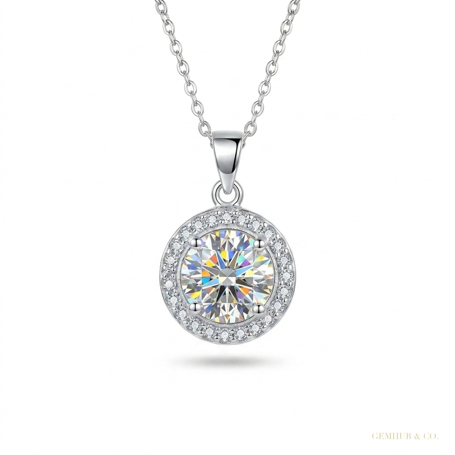 4.50 ct DEW Certified F VS1 White Moissanite Pendant in Gold Vermeil Labor Day Gift – white background main image