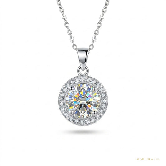 4.50 ct DEW Certified F VS1 White Moissanite Pendant in Gold Vermeil Labor Day Gift – white background main image