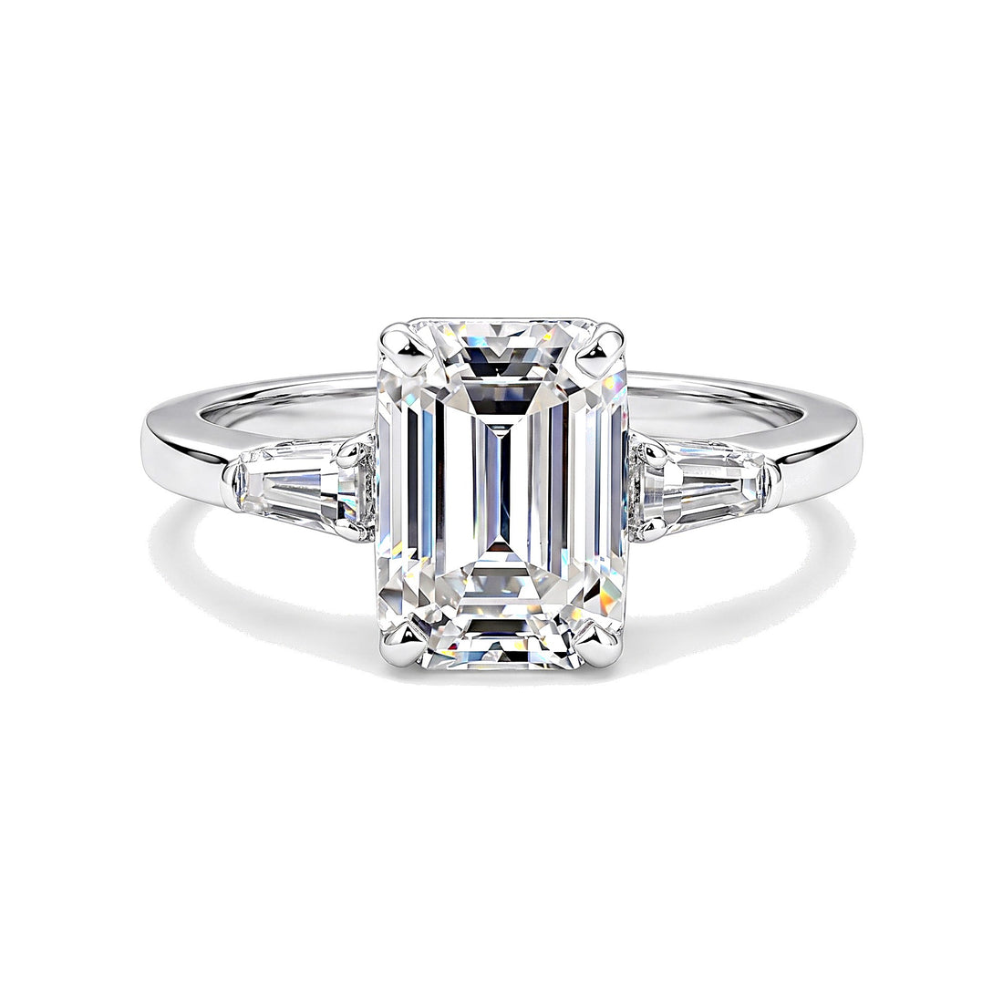 4.50 Ct Emerald Cut Lab Grown Diamond Ring — VS1 Clarity, 18k Gold Vermeil