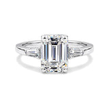4.50 Ct Emerald Cut Lab Grown Diamond Ring — VS1 Clarity, 18k Gold Vermeil