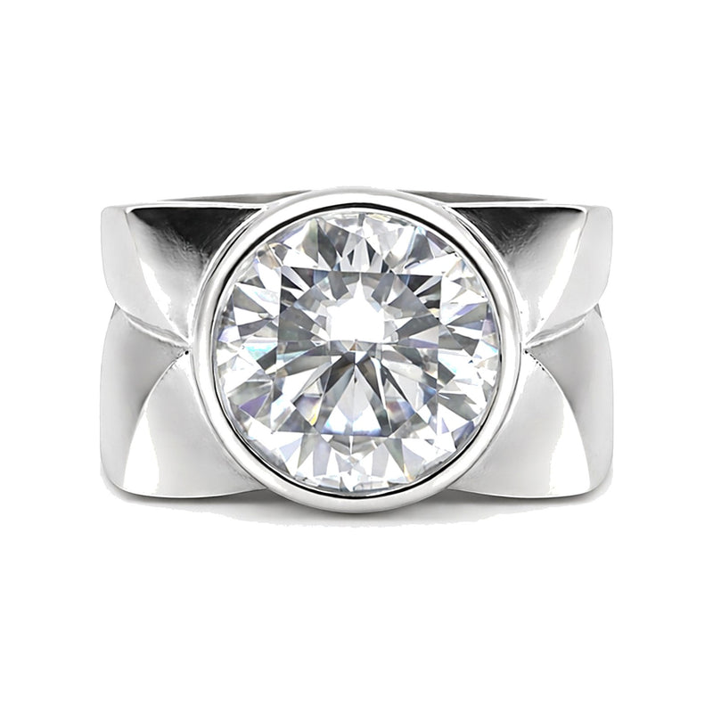 Side profile of 4.5 carat diamond solitaire with gold vermeil cathedral mount