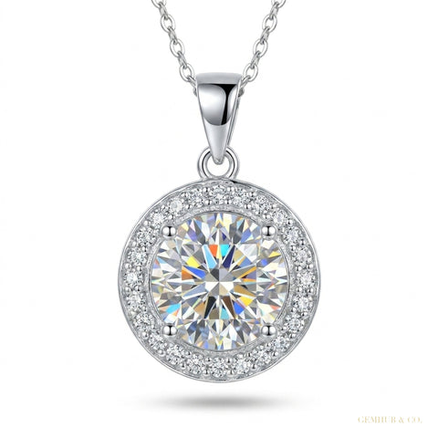4.50 ct DEW Round Moissanite Pendant in Gold Vermeil Certified for Holiday Deals – white background main image