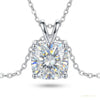 4.60 ct DEW Certified Cushion Cut White Moissanite Solitaire Pendant In Vermeil – white background main image