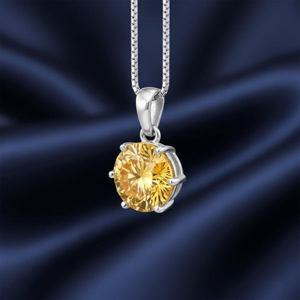 6.20 ct DEW Champagne Moissanite Pendant in Gold Vermeil Certified for Her Gift