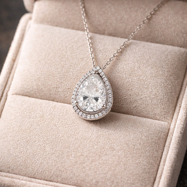 25.50 ct DEW Certified White Moissanite Pendant in 925 Silver – Anniversary Gift