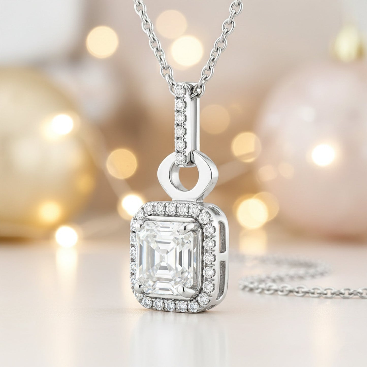 Moissanite 5.40 ct DEW Certified Moisanite Pendant Accents Back to School Jewellery Gold Vermeil