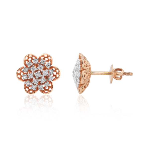 0.59 Ct. IGI Certified 18KT Rose Gold Natural Diamond Pendant And Earrings Set