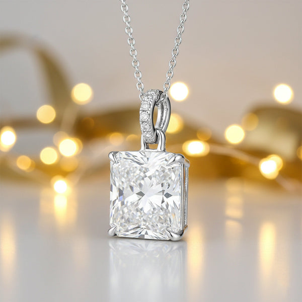 12.50 ct DEW EGL Certified Moissanite Pendant in Gold Vermeil – Back to School Gift