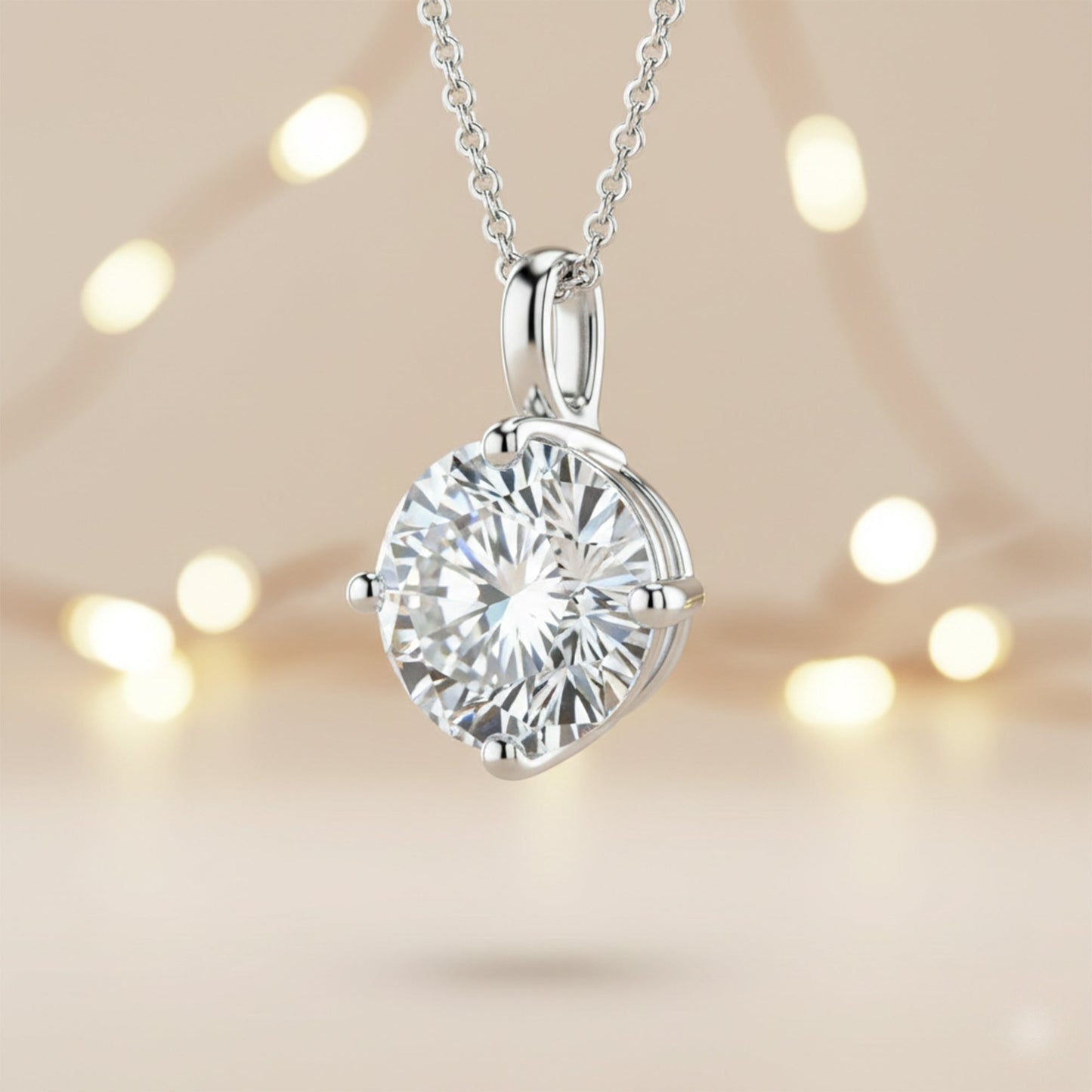 4.20 ct DEW Certified Moissanite Pendant in Gold Vermeil Ideal Gift