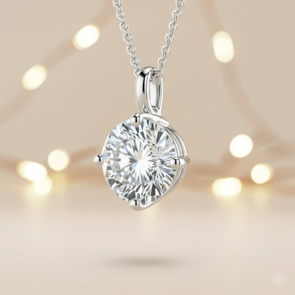 4.20 ct DEW Certified Moissanite Pendant in Gold Vermeil Ideal Gift