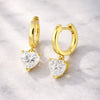 4.70 ct DEW White Moissanite Heart Dangle Earrings Gold Vermeil – Gift for Wife