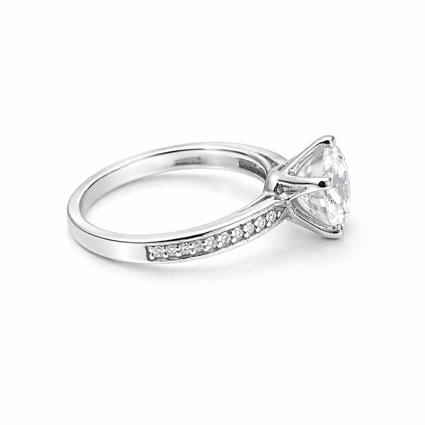 3.20 ct DEW Certified Round Cut White Moissanite Solitaire Ring 18K Gold Plated
