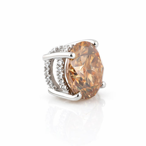 5.20 ct DEW Champagne Moissanite Pendant In Vermeil 925 Silver with Accents for Her Gift