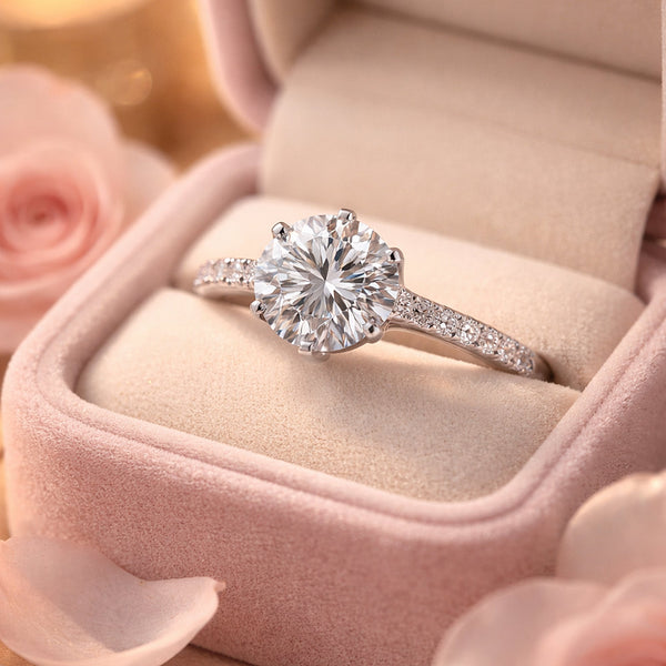 6.00 ct DEW White Moissanite Ring – Thoughtful Labor Day Gift for Her 18K Gold Plated V 18K Gold Plated
