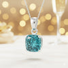 5.50 ct DEW Blue Moissanite Pendant in Gold Vermeil Certified Gift