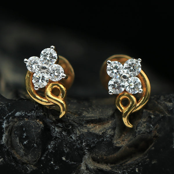 0.44 Ct. Natural Diamond Stud Earrings in 18K Yellow Gold IGI Certified