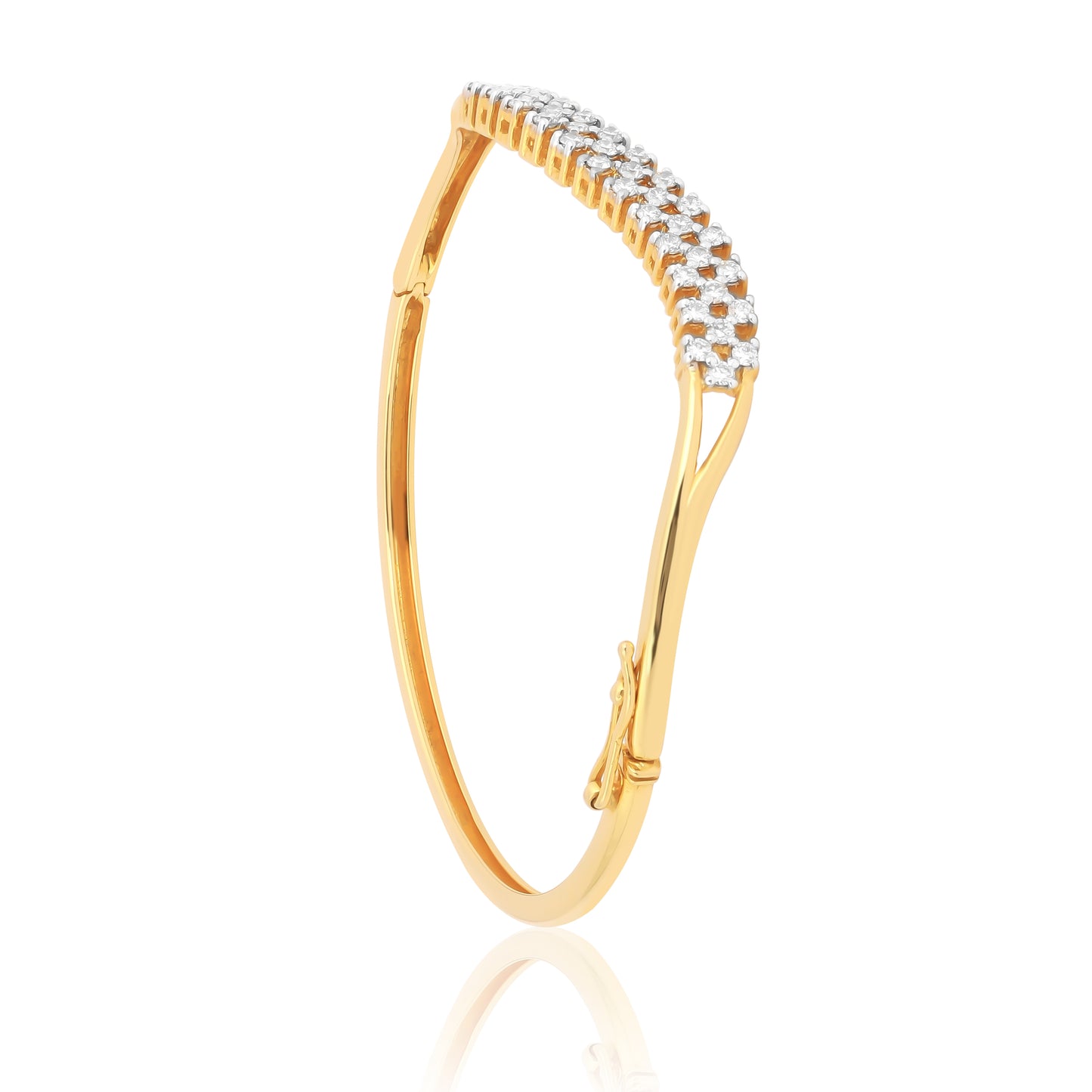 IGI Certified 18KT Yellow Gold Natural Diamond Bangle 0.88 Ct. Valentine's Day