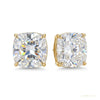 4 ct DEW Certified Cushion Cut Moissanite Solitaire Studs In Stering Gold Vermeil – white background main image