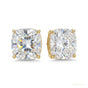 4 ct DEW Certified Cushion Cut Moissanite Solitaire Studs In Stering Gold Vermeil