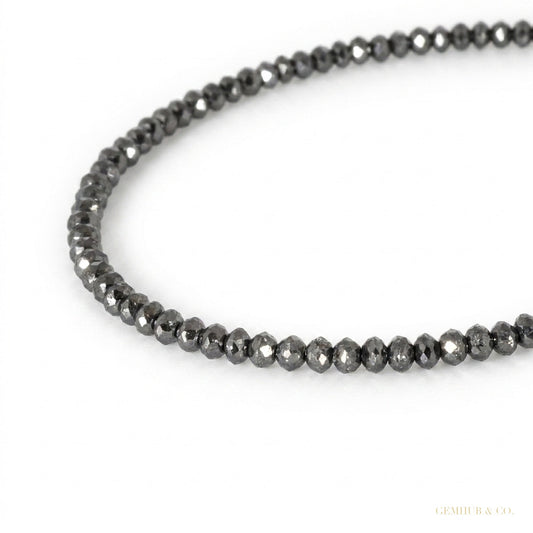4mm Black Moissanite Bead Necklace Certified Wedding Gift Gold Vermeil – white background main image